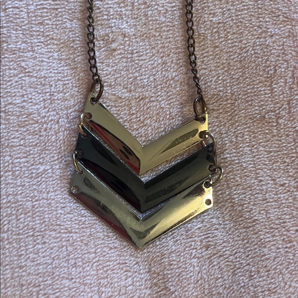Gold and Black Chevron Necklace